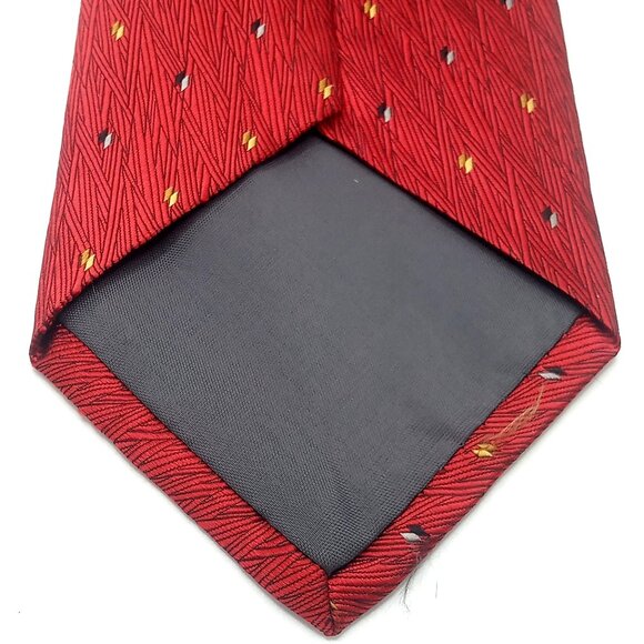 Men's Necktie Echo 100% Silk Red Geometric Pattern 57.5" Length Tie - Picture 11 of 12